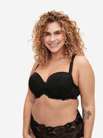 Devoted by Zizzi Balconette Bra 'LUNA' in Black: front