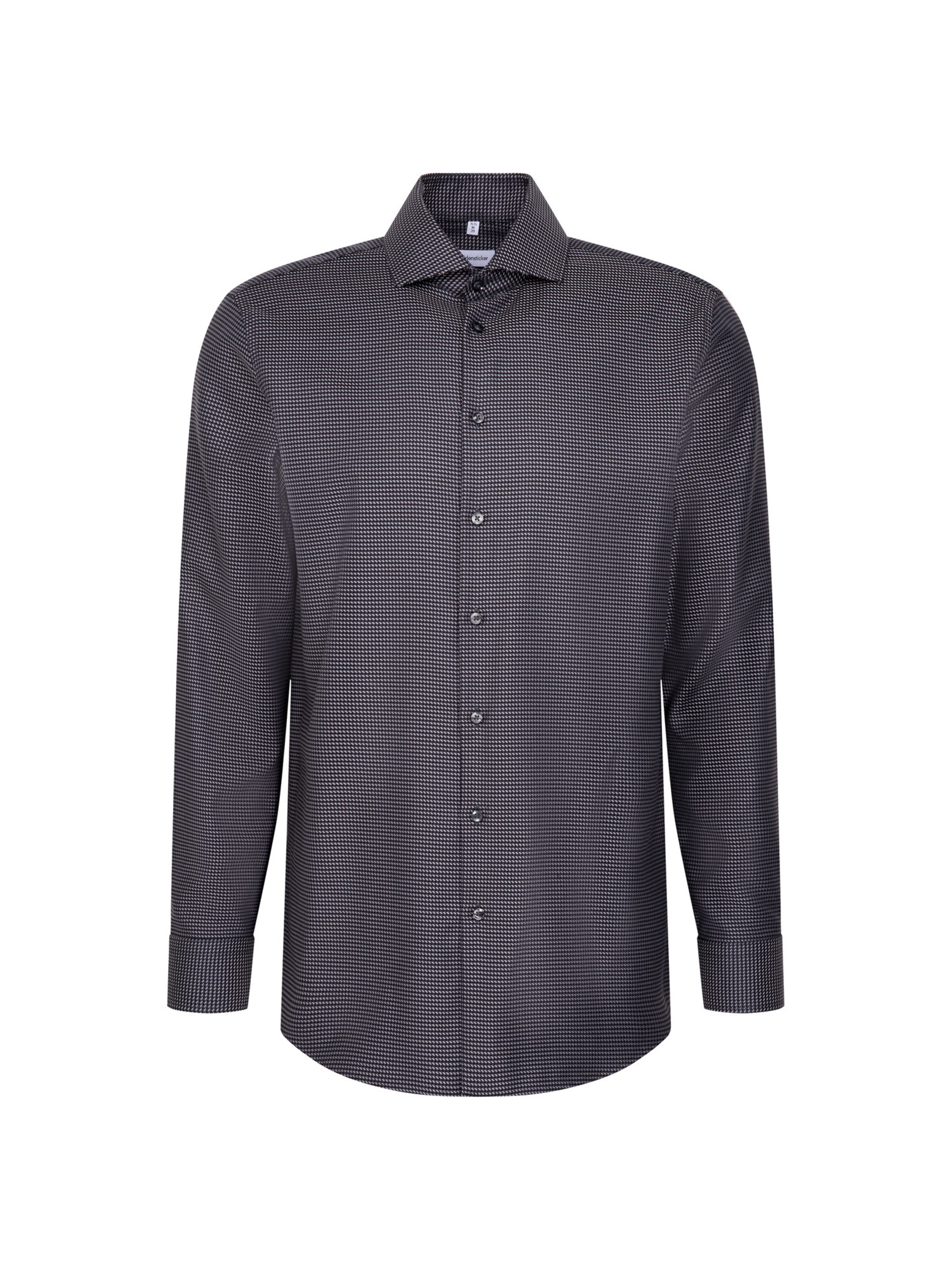 SEIDENSTICKER Regular Fit Hemd ' Schwarze Rose ' in Grau: Vorderseite