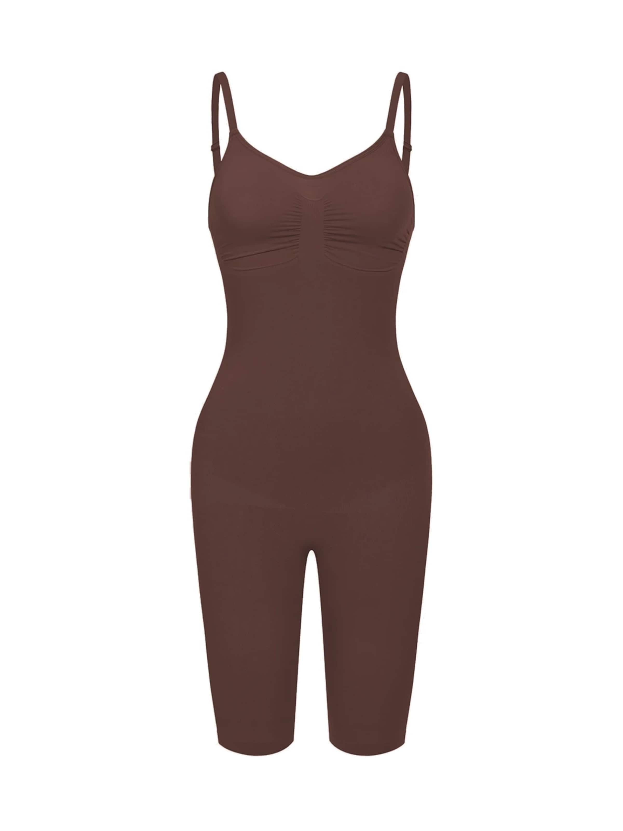 cfab (formerly creamy fabrics) Shapingbody 'Bodysuit Sculpting Shapewear mit Shorts' in Bruin: voorkant