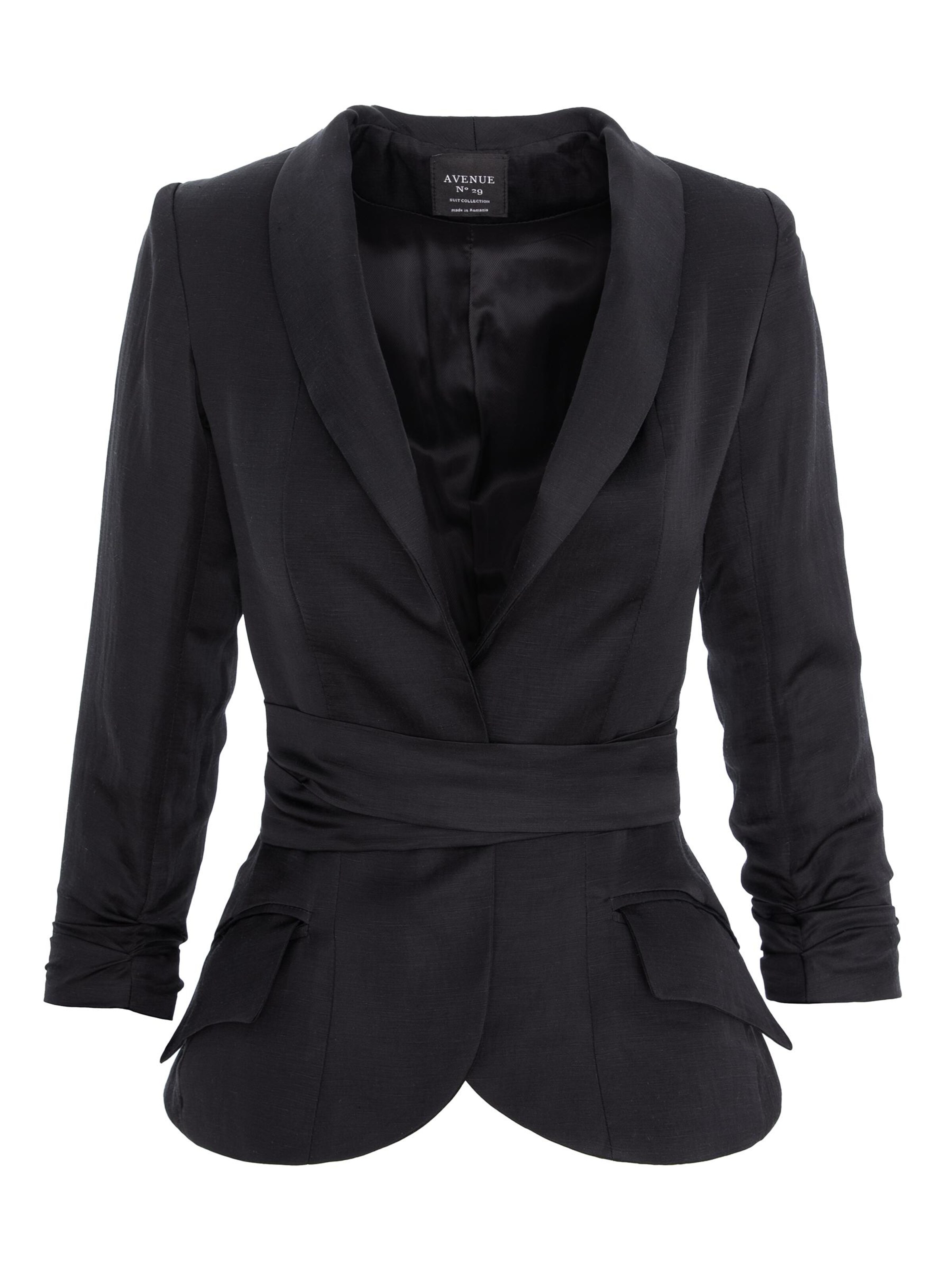 AVENUE N°29 Blazer 'Linen Structured Blazer With Belt' i 32 i sort, Produktvisning