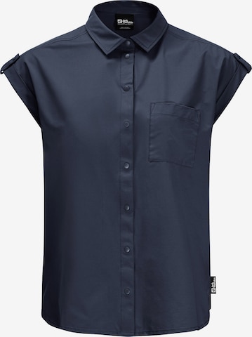 JACK WOLFSKIN Athletic Button Up Shirt in Blue: front