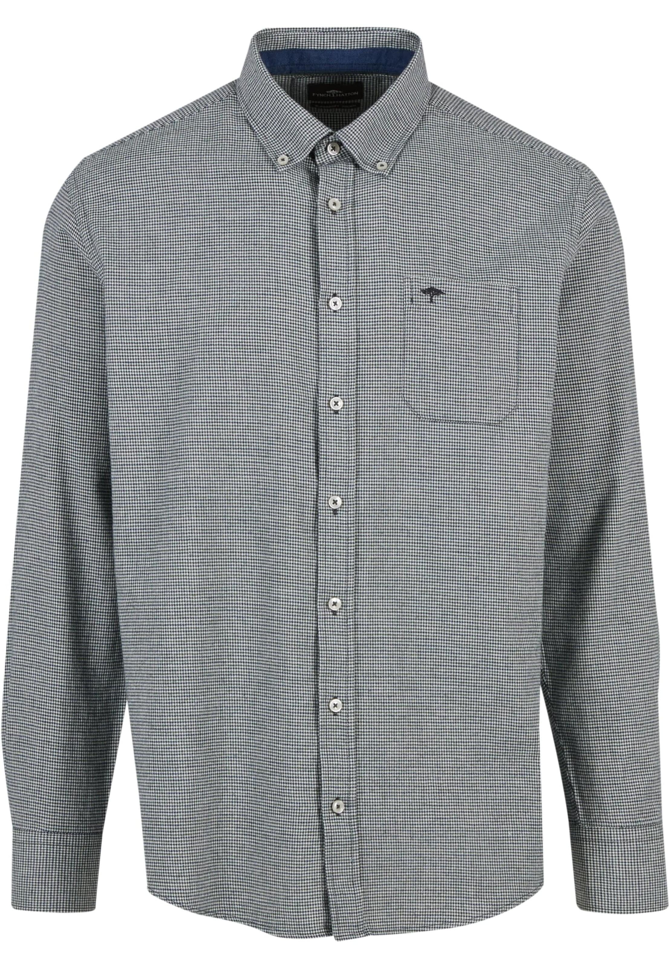 FYNCH-HATTON - Regular Fit Camisa 'Houndstooth' em verde: frente