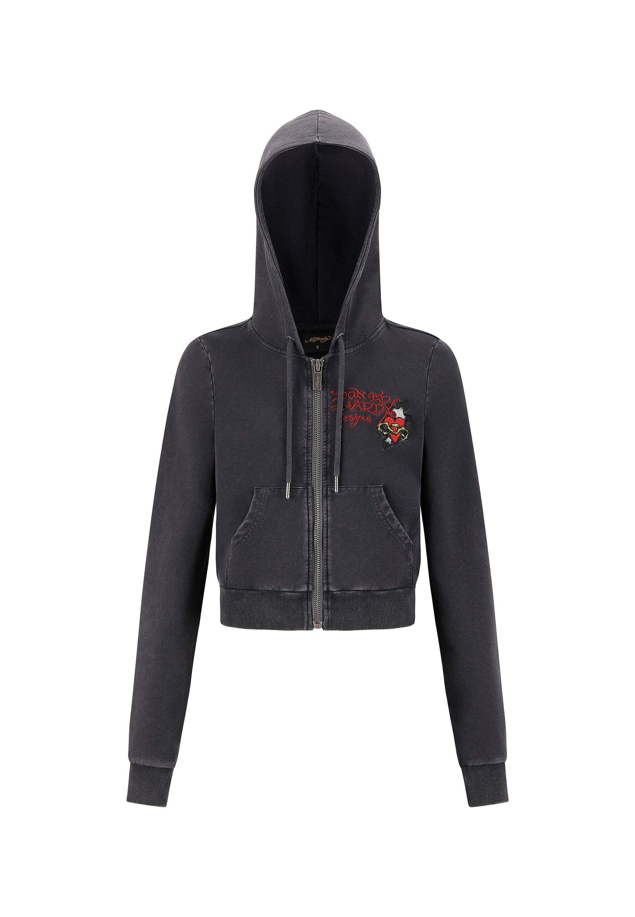 Ed Hardy Sweatjakke 'Flaming Tiger' i sort: forside