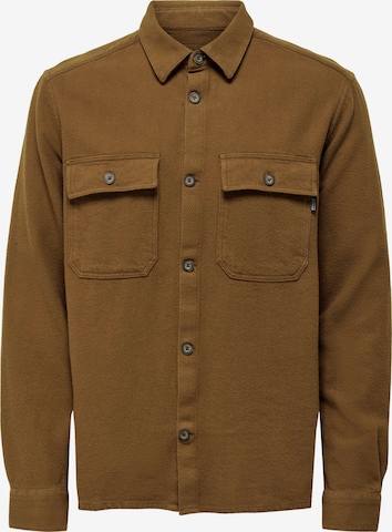 Only & Sons Regular fit Button Up Shirt 'Scott' in Brown: front