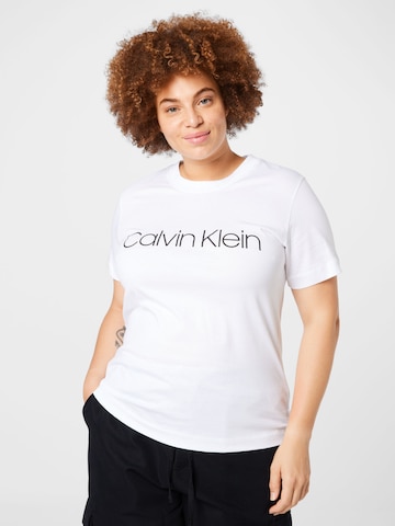 Tricou de la Calvin Klein Curve pe alb: față