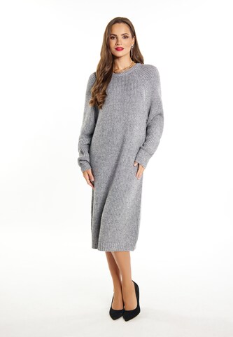 Robes en maille faina en gris : devant