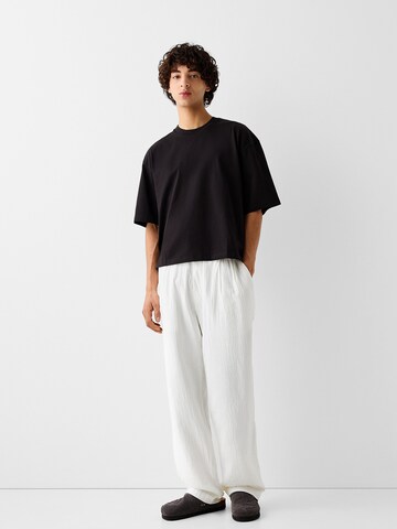 Loosefit Pantalon Bershka en blanc