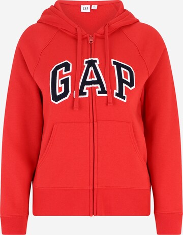 Gap Petite Zip-Up Hoodie in Red: front