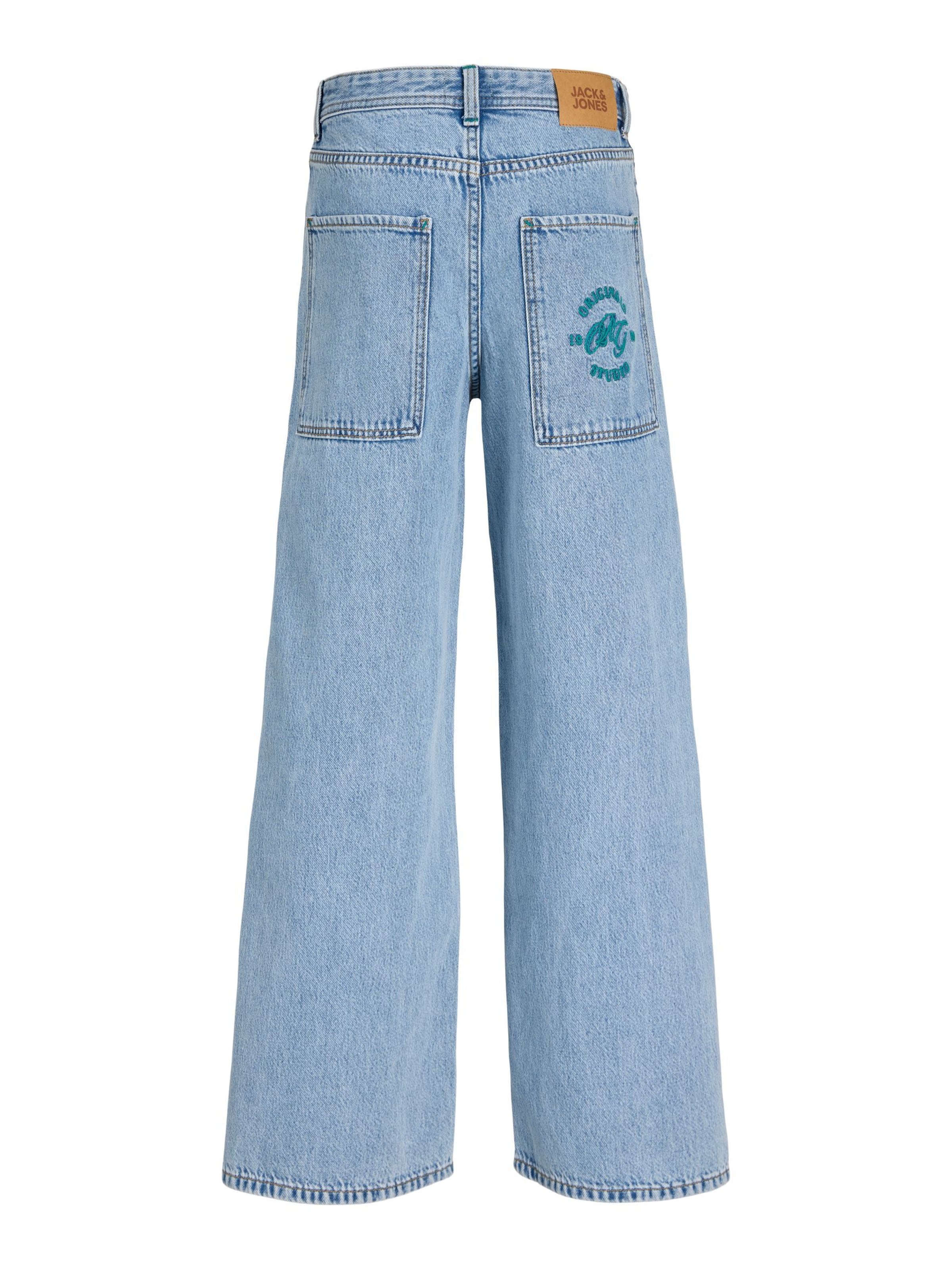 Wide Leg Jean 'JJIDAVE JJJAX' Jack & Jones Junior en bleu