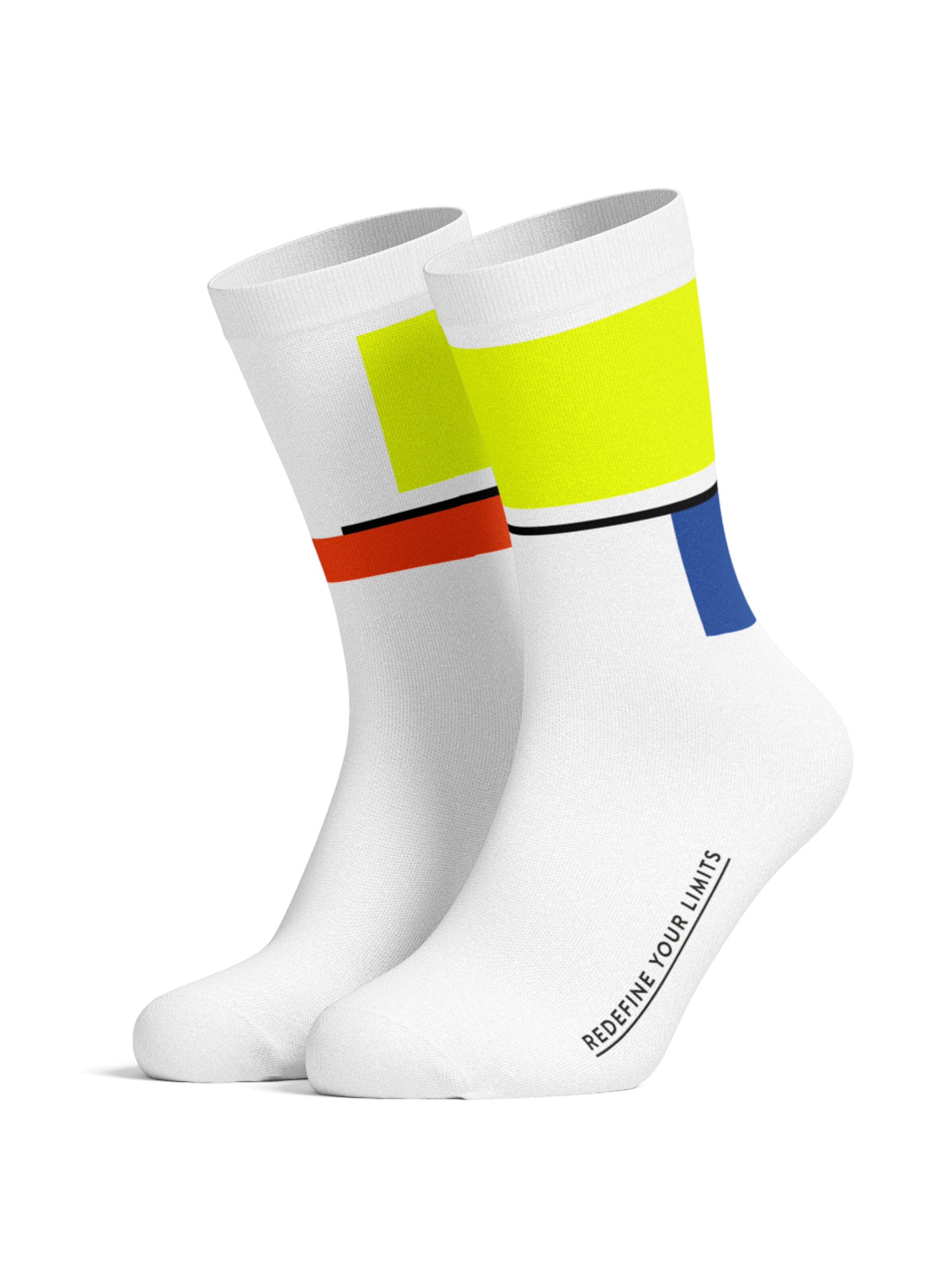 PIPPO Amsterdam Sports socks 'Mondrian Rennrad' in White: front