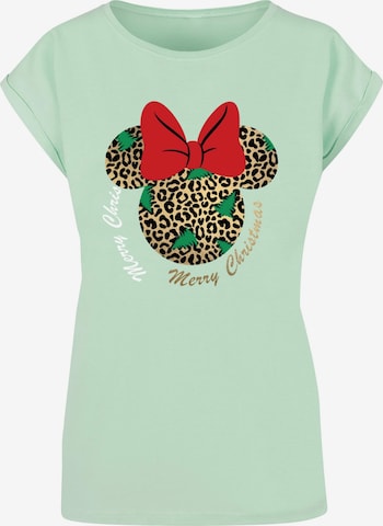 ABSOLUTE CULT Shirt 'Minnie Mouse - Leopard Christmas' in Green: front