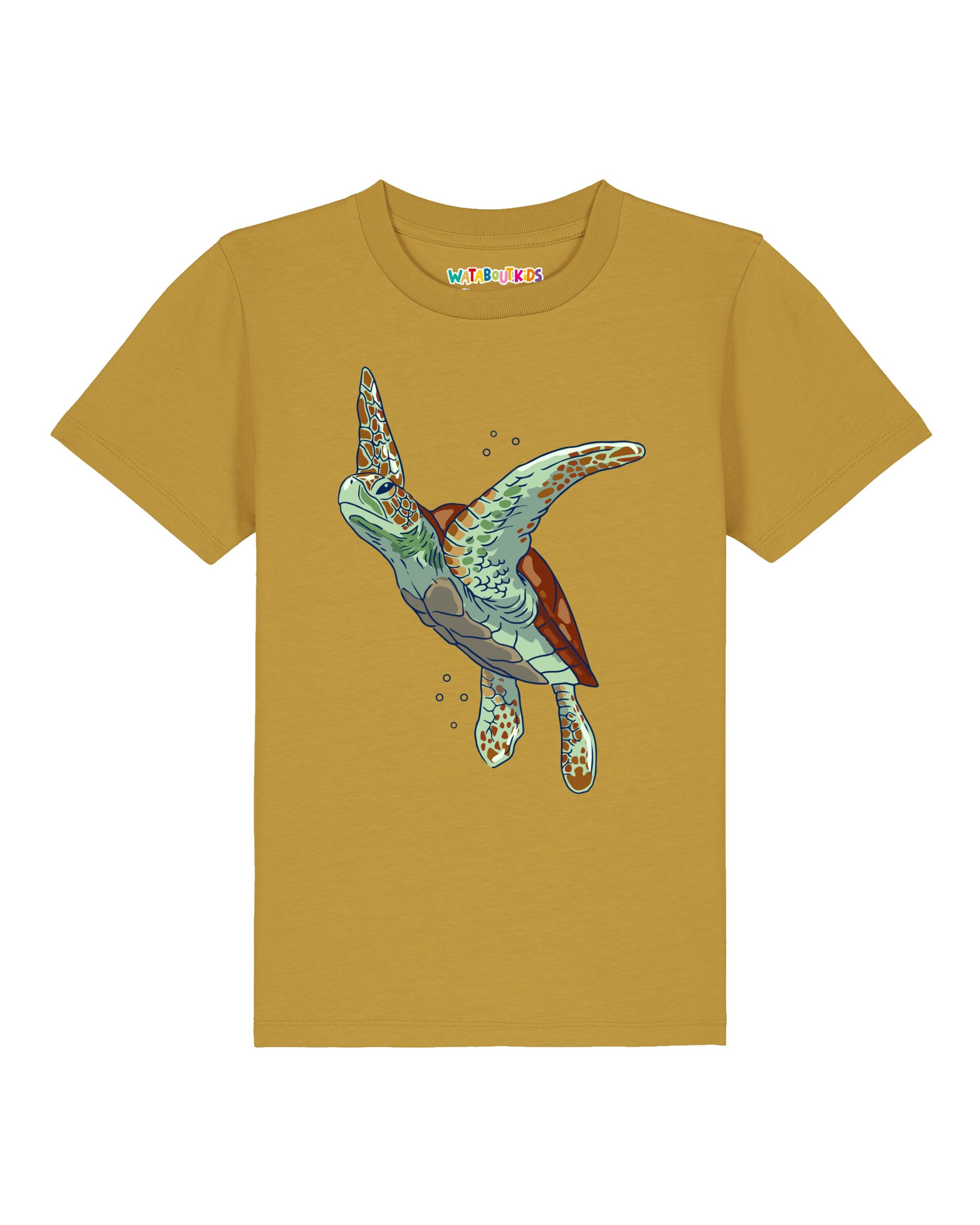 watabout.kids Shirt ' Schildkröte Watercolor ' in Geel: voorkant