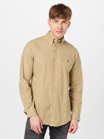 Polo Ralph Lauren Regular fit Overhemd in Beige: voorkant