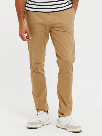 Regular Pantalon chino 'Marley' Threadbare en marron : devant