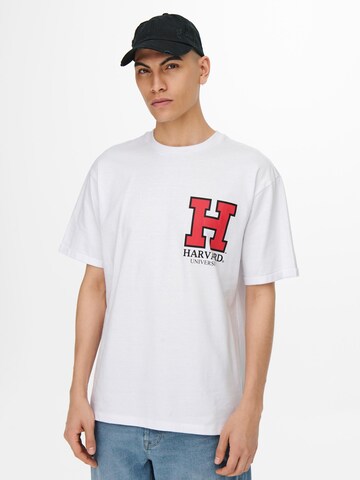 Only & Sons - Camiseta 'Harvard' en blanco: frente