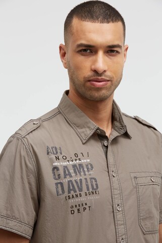 CAMP DAVID Slim fit Button Up Shirt in Brown