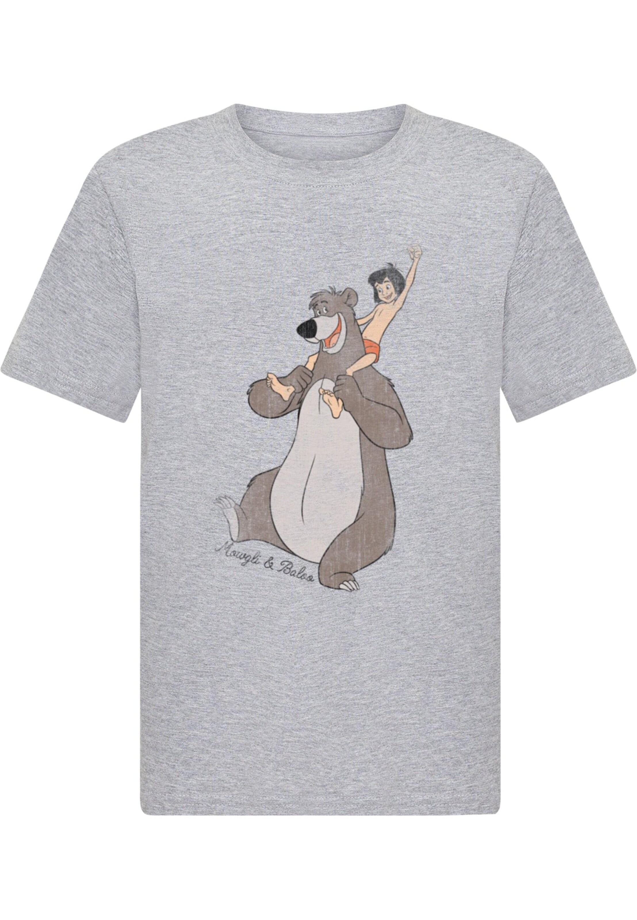 ABSOLUTE CULT Shirt 'Jungle Book - Mowgli And Baloo 2.0' in Grijs: voorkant