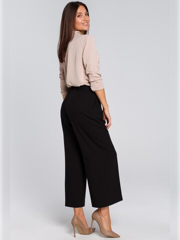 Stylove - Pierna ancha Pantalón plisado en negro