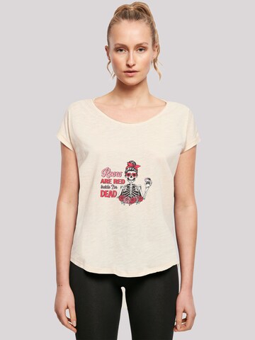 T-shirt 'Anti Valentinstag Roses are red' F4NT4STIC en beige : devant