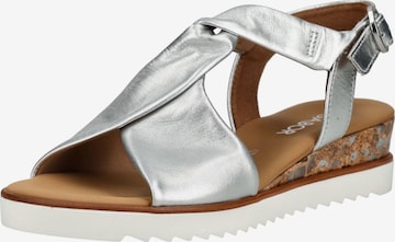 Sandales à lanières GABOR en argent : devant