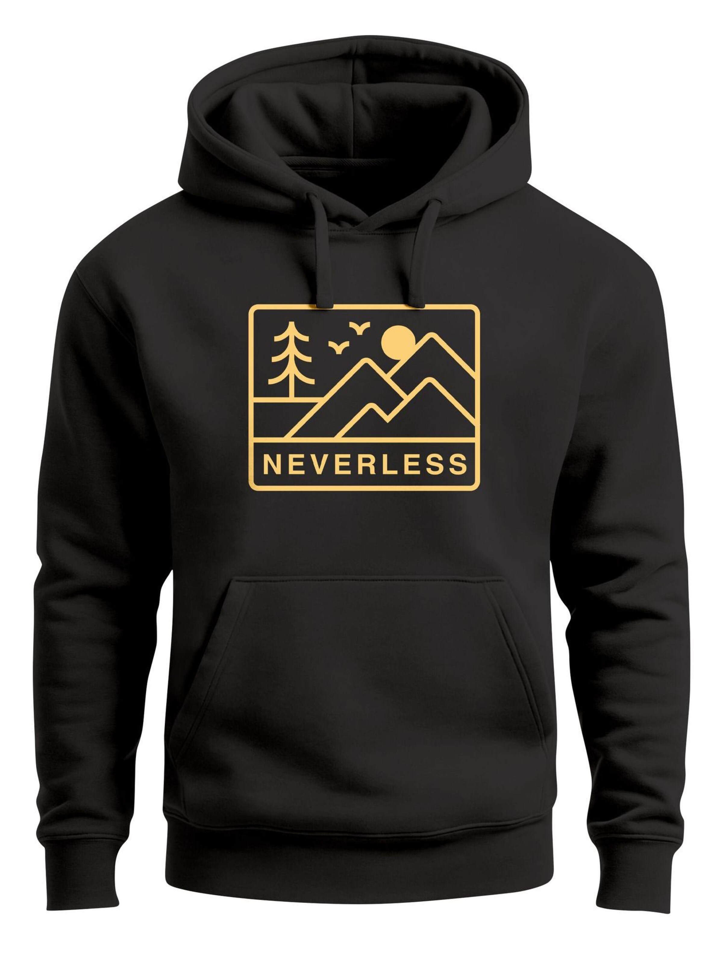 Neverless Sweatshirt 'Berge' in Black: front