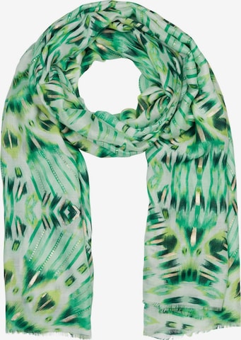 styleBREAKER Schal 'Schal Batik Muster Metallic Streifen' in Grün: Vorderseite