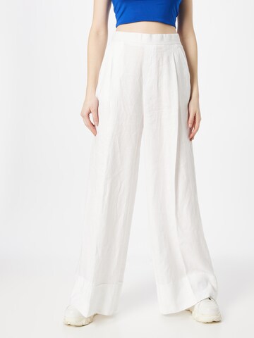 UNITED COLORS OF BENETTON Wide Leg Bukser med fals i hvid: forside