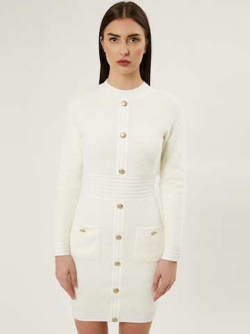 Influencer Pletena obleka | bela barva: sprednja stran