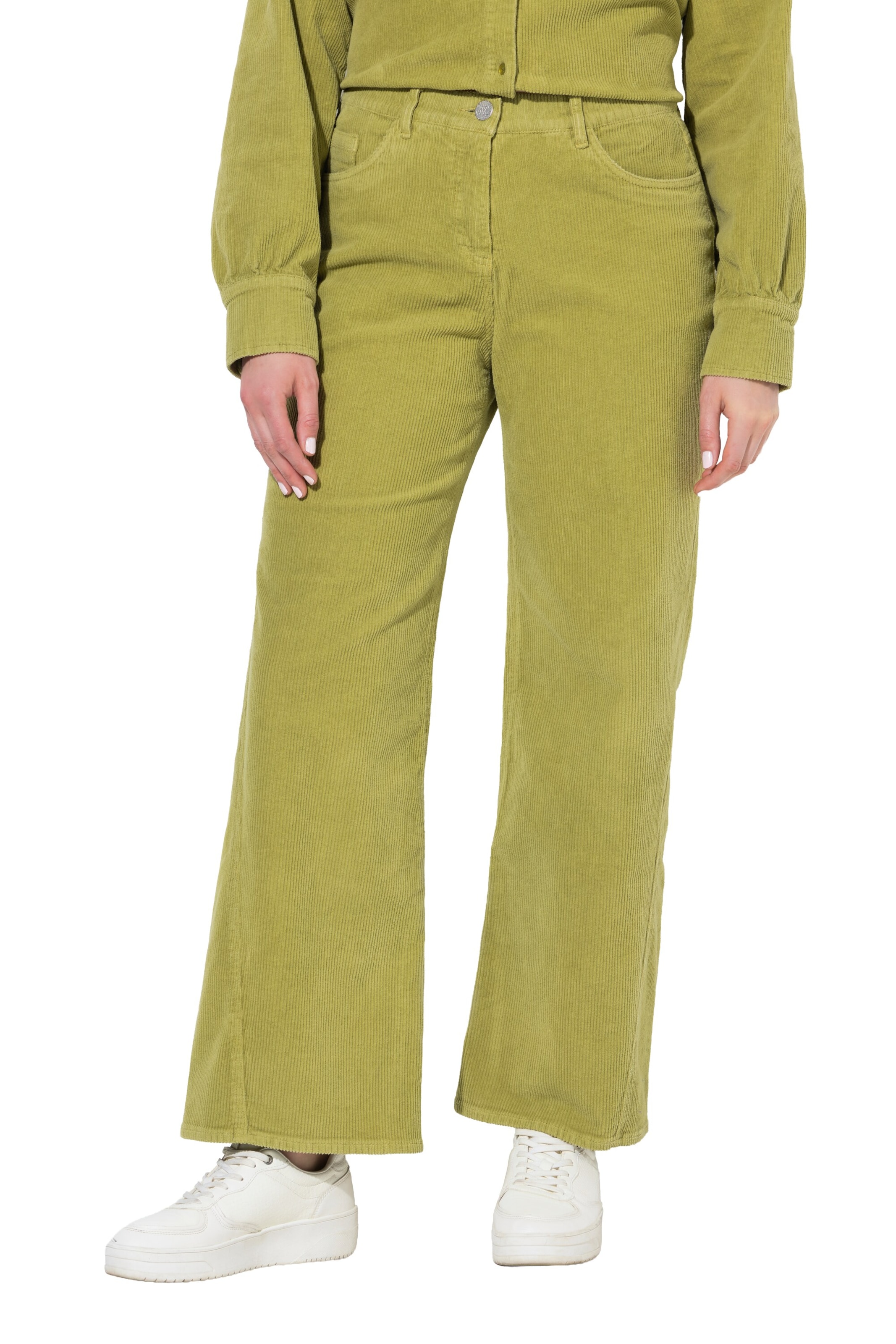 Ulla Popken Wide Leg Hose in Grün: Vorderseite