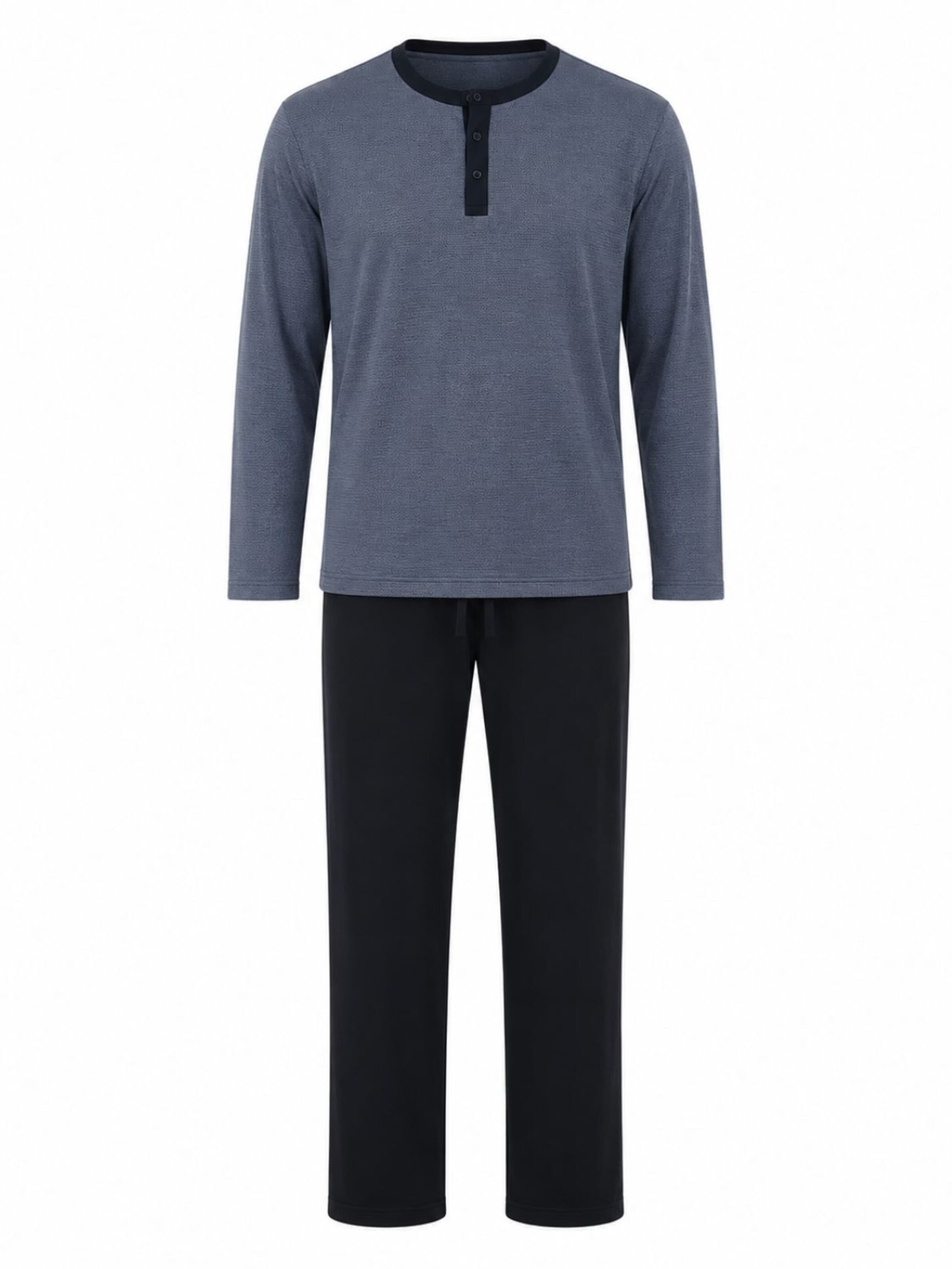 zd ZERO DEFECTS Pyjama lang 'Leios' in Blauw: voorkant