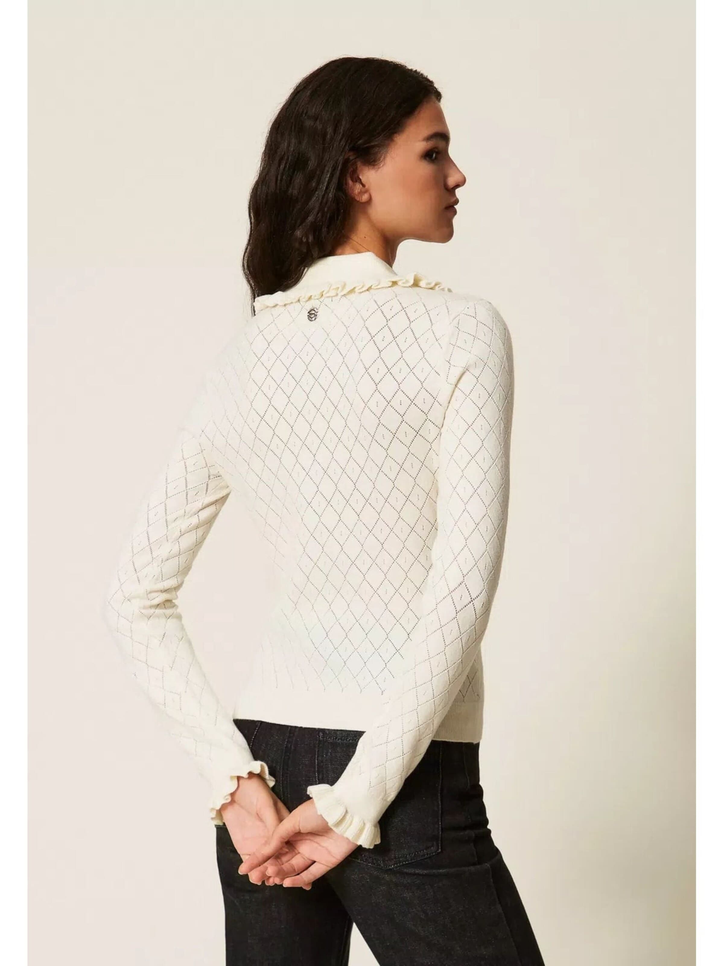 Twinset Koszulka 'Ruffled Polo Shirt' w kolorze biały