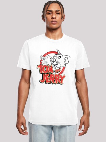 F4NT4STIC Shirt 'Tom und Jerry Distressed Logo' in Weiß: Vorderseite