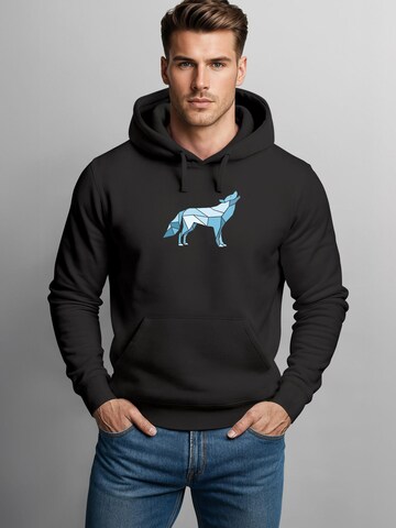 Neverless Sweatshirt 'Polygon Wolf Blau'‌‌‌‌‌‌‌‌‌ in Schwarz