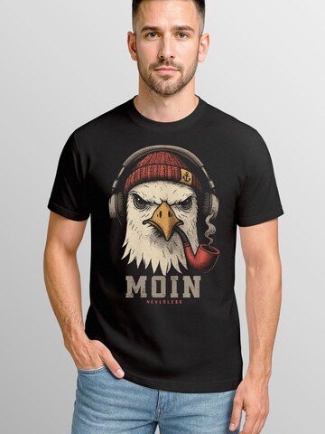 Neverless Shirt 'Moin' in Schwarz
