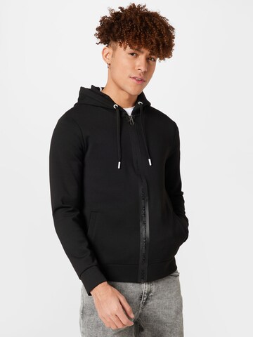 JOOP! Zip-Up Hoodie in Black: front