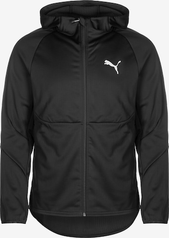 PUMA Athletic Zip-Up Hoodie 'Evostripe' in Black: front