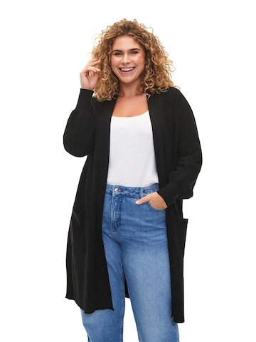 Zizzi Gebreid vest 'Mella' in Zwart