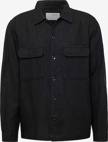 SELECTED HOMME Comfort fit Button Up Shirt 'MADS' in Black: front