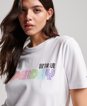 Maglietta 'Vintage Retro Rainbow' di Superdry in bianco