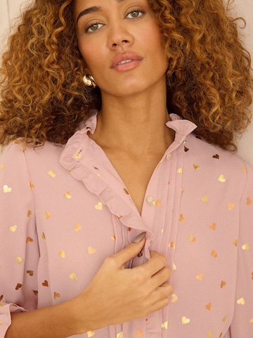 Chemisier love & roses en rose