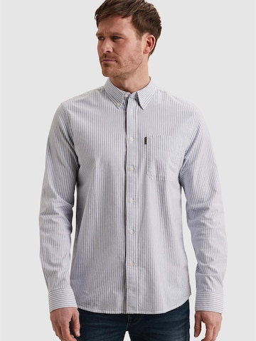 PME Legend Regular fit Skjorta 'PME LEGEND - Oxford shirt with yarn-dyed stripe pattern' i blå: framsida