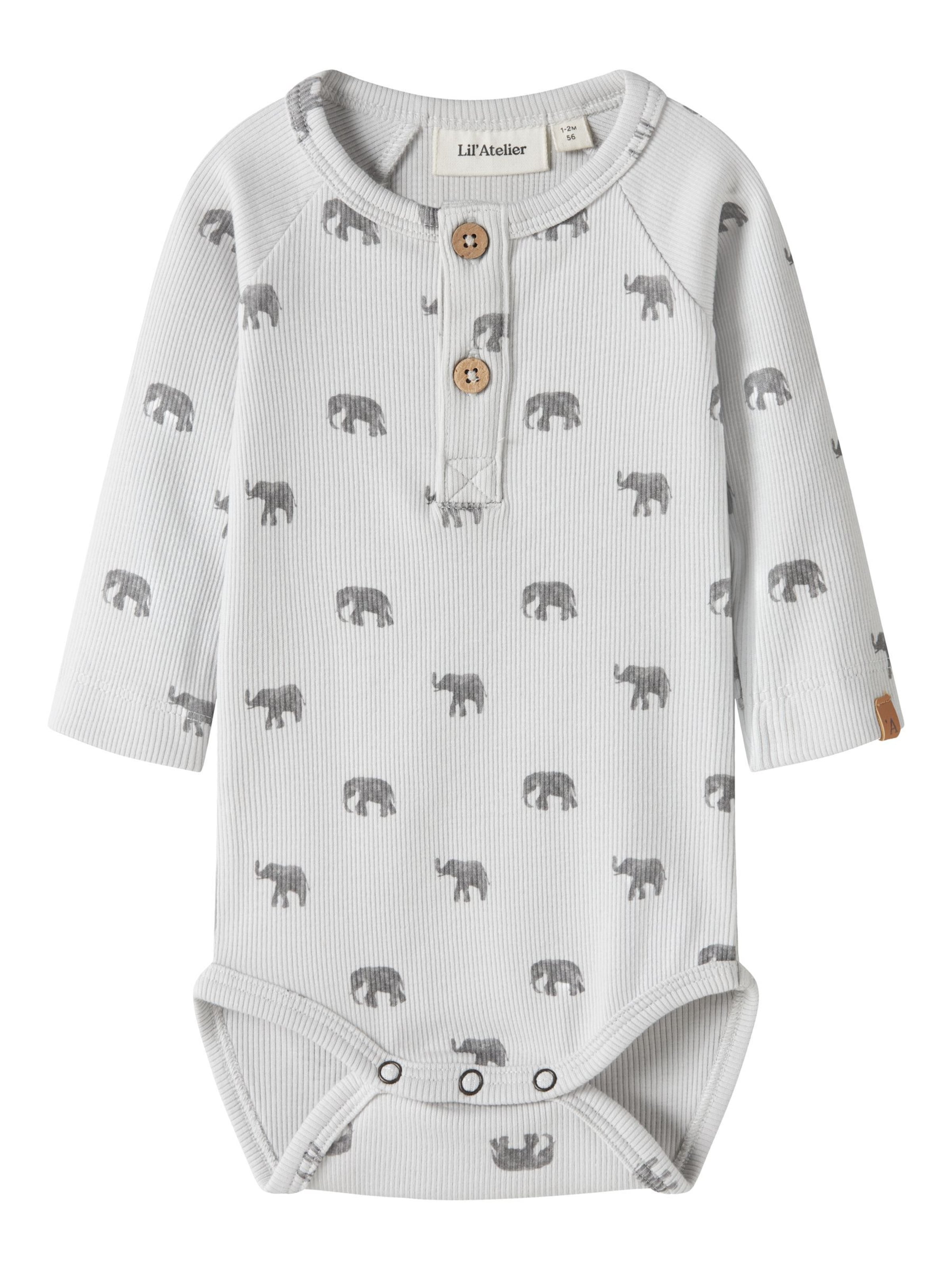 Tutina / body per bambino di Lil'Atelier in grigio: frontale
