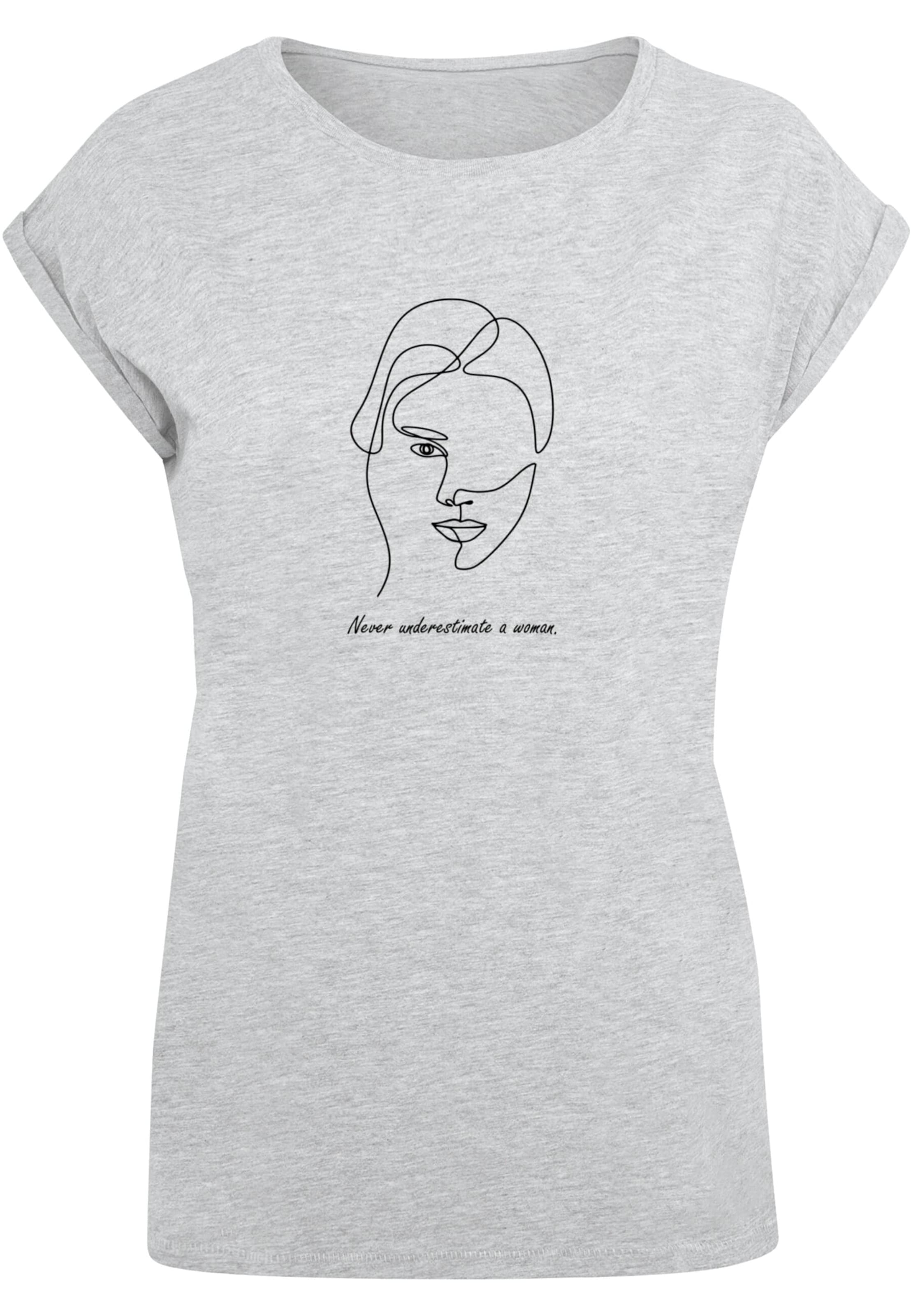 Merchcode Shirt 'WD - Woman Figure' in Grijs: voorkant