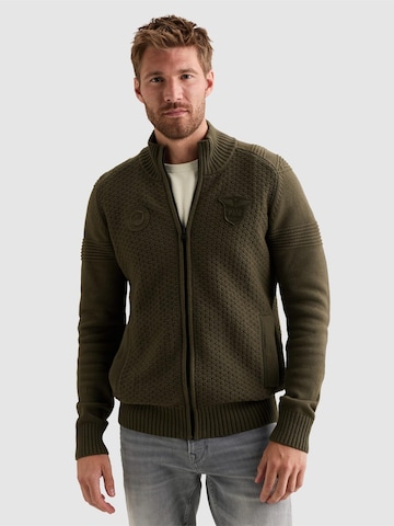 Vestes en maille 'Cardigan with zipper closure and raglan sleeves' PME Legend en vert : devant