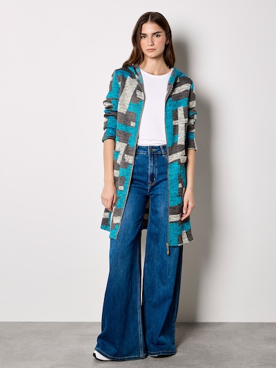 Apricot Geometric Knitted Zip-Down Cardigan ' ' in XS in grau, Produktansicht