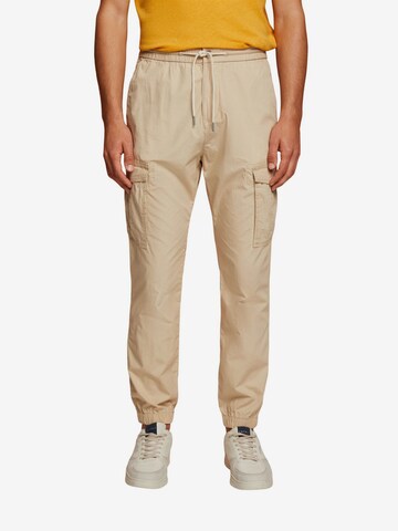 ESPRIT Tapered Cargobroek in Beige: voorkant