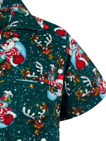 Regular fit Camicia 'Christmas Snowflakes' di King Kameha in verde