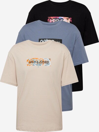 JACK & JONES T-Shirt 'SUMMER' en beige / bleu fumé / orange / noir, Vue avec produit