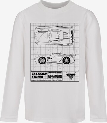 ABSOLUTE CULT Shirt 'Cars - Jackson Storm Blueprint' in Wit: voorkant