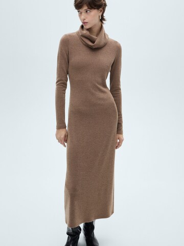 MANGO Knit dress 'GINO' in Brown: front